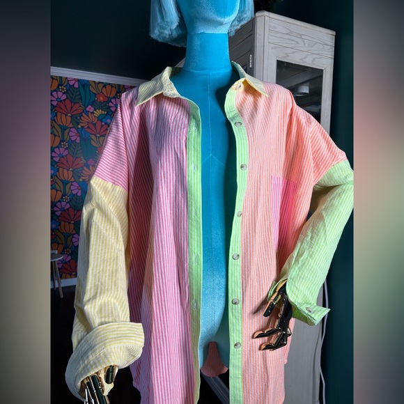 Neon Multi-Color Button Up - Picture 2 of 3